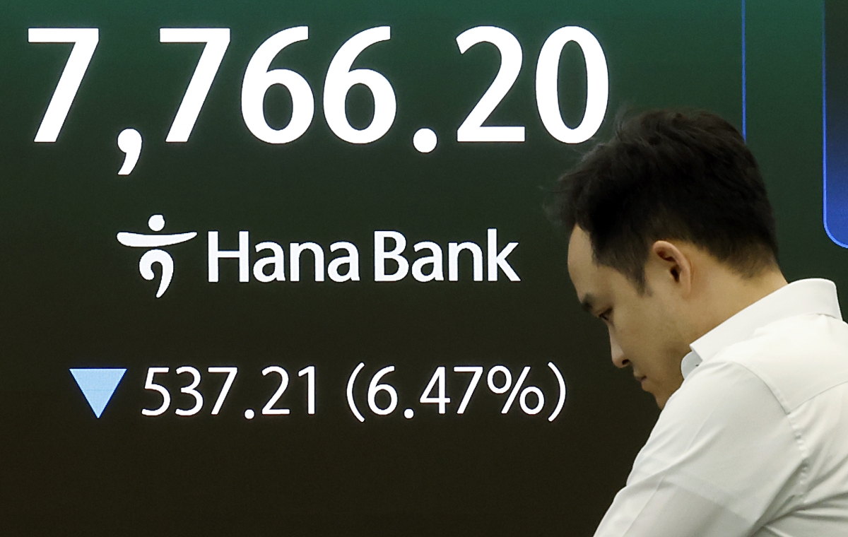 8000선 붕괴 후 7800선 아래로 밀린 코스피