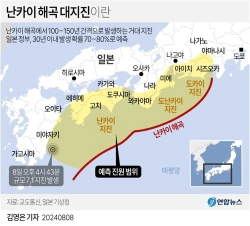 난카이 해곡 대지진 예상도. 연합뉴스