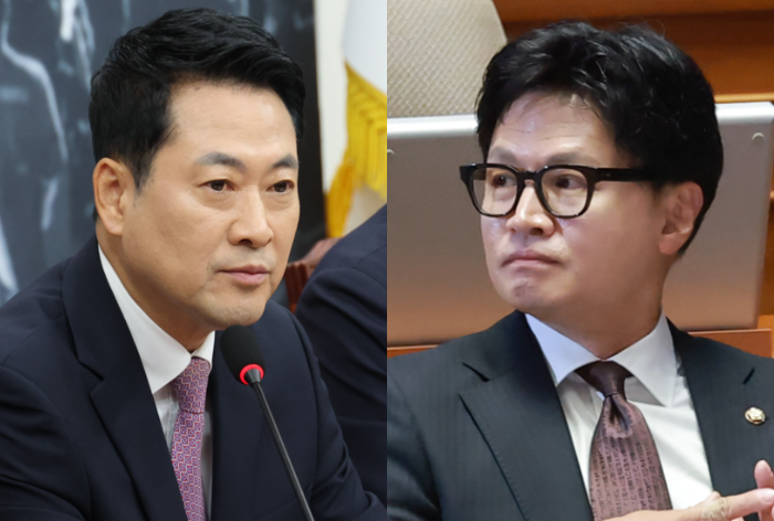장동혁(왼쪽) 국민의힘 대표·한동훈(오른쪽) 무소속 의원.  연합뉴스