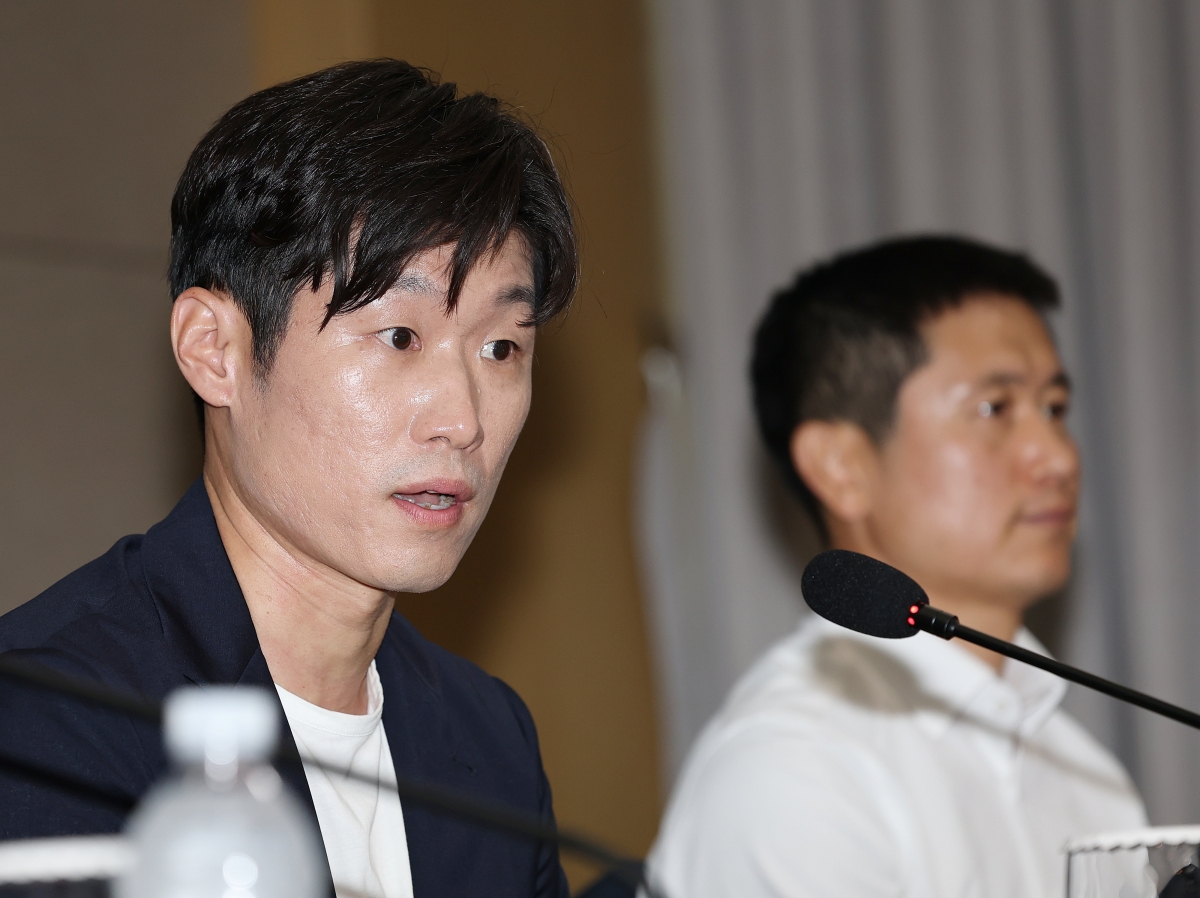 축구혁신위 출범식서 발언하는 박지성 공동위원장
