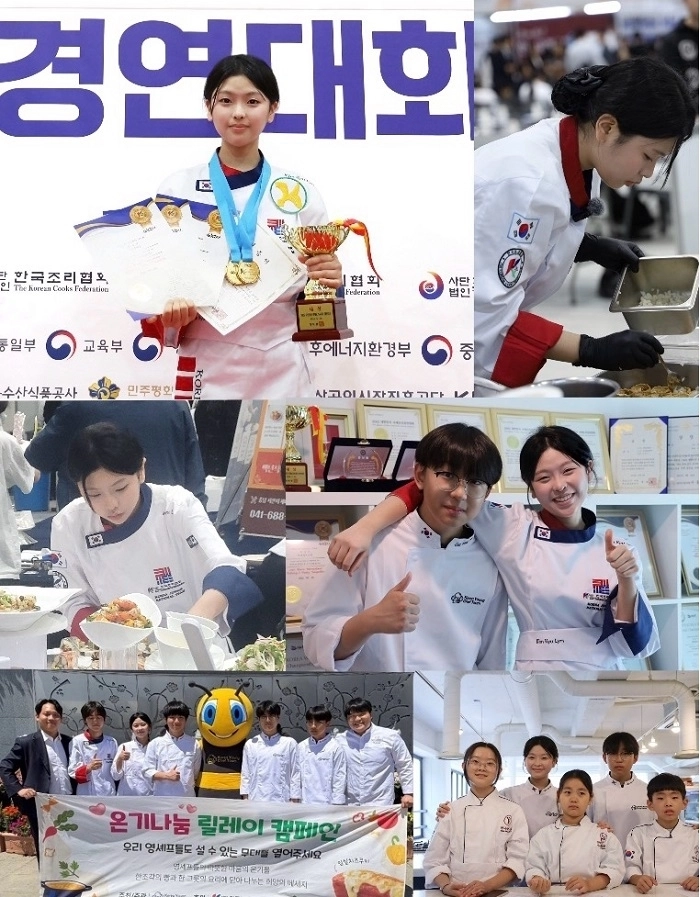 위 왼쪽부터 최연소 그랜드슬램, 라이브경연, 특별전시경연, .손휘원, 김규린 ‘중학생 듀오, 온기나눔릴레이캠페인, 김규린의 후배 영세프들(제공-KYCT학생기자단 이현호, 김문수 기자)