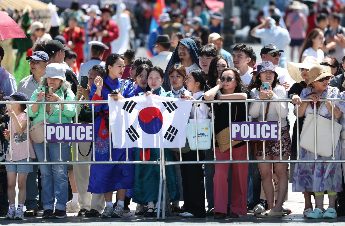 이재명 대통령 몽골 환영식 태극기