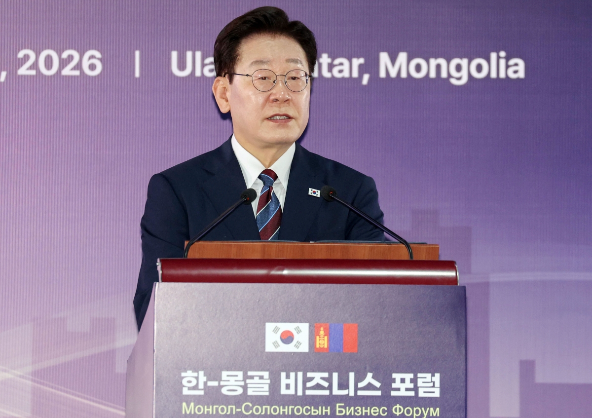 한-몽 비즈니스 포럼 축사하는 이재명 대통령