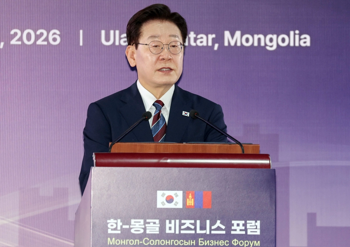 한-몽 비즈니스 포럼 축사하는 이재명 대통령