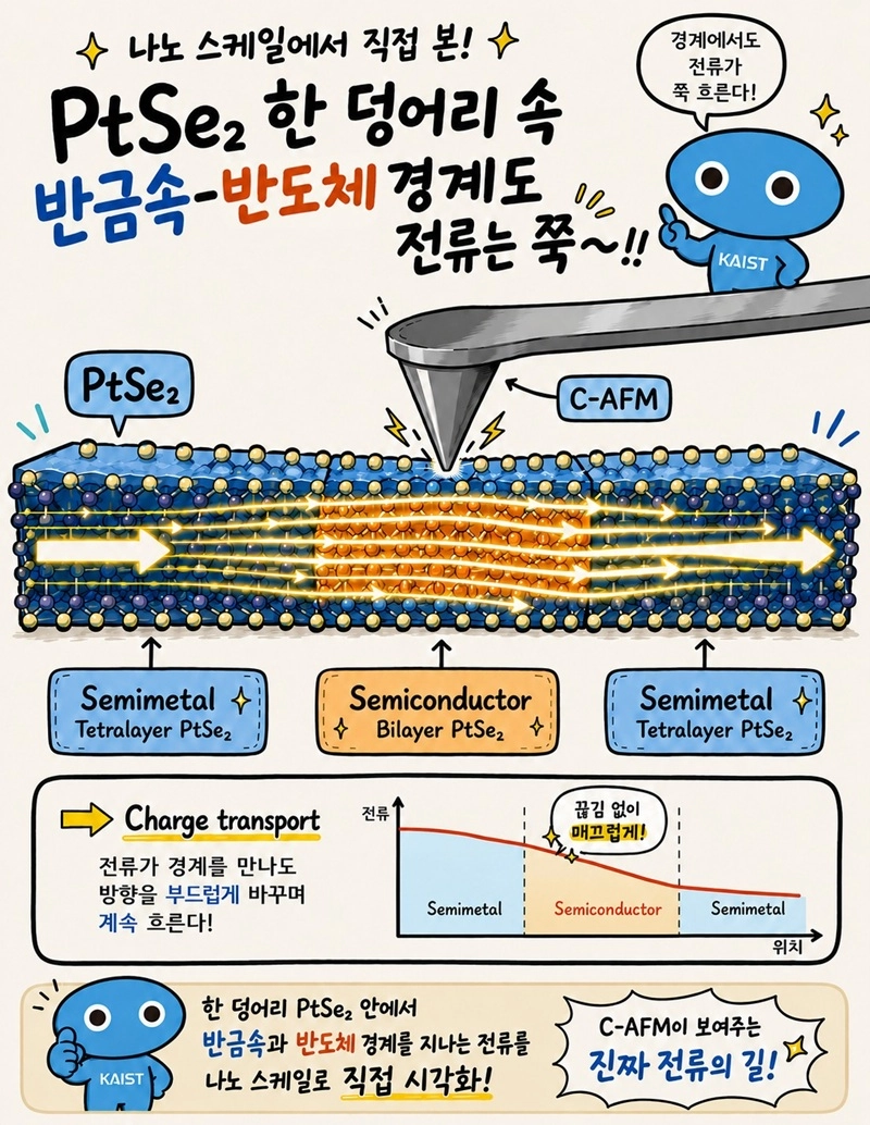 막힘 없이 전기 흐르는 2차원 소재 반도체 개념 설명 이미지  카이스트 제공