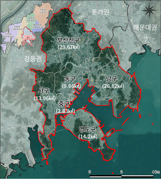 부산 생활권계획(원도심권) 위치도