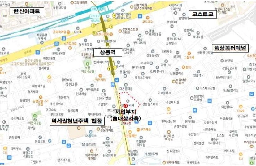 개발 진행 예정인 상봉동 ‘(구) 대상사옥’ 부지. 서울시의회 제공