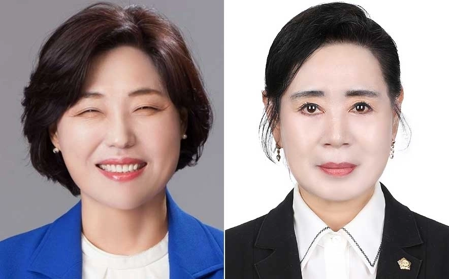 임은성(왼쪽) 청주시의회 의장과 이해련(오른쪽) 창원시의회 의장.  각 시의회 제공