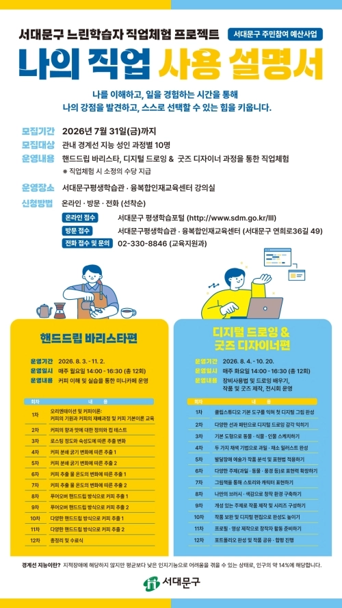 서울 서대문구 경계선지능 성인 직업 체험 프로그램 ‘나의 직업 사용 설명서’ 포스터. 서대문구 제공
