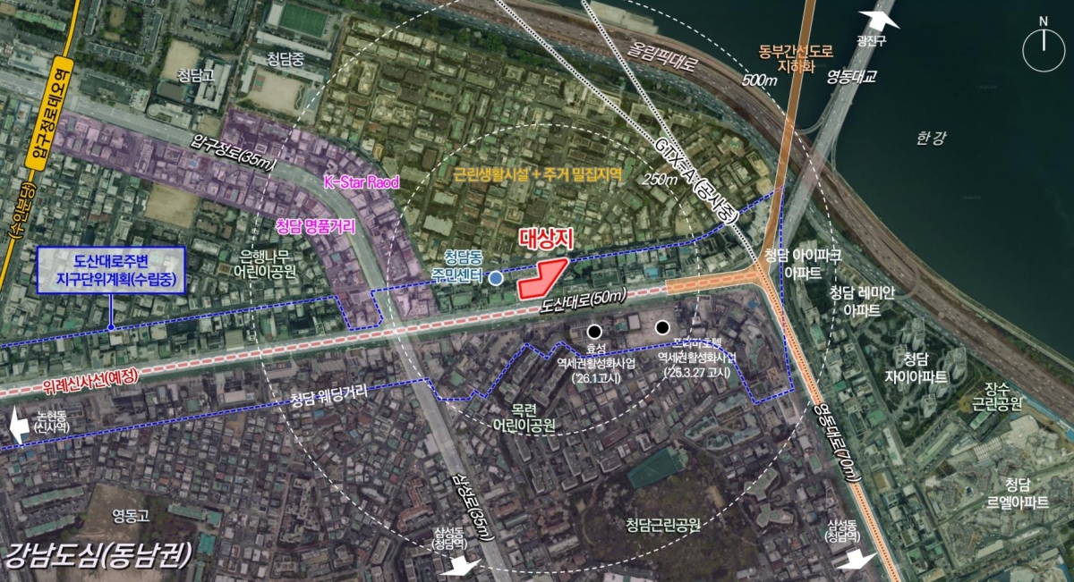 서울 강남구 청담동 124-19 일대 위치도. 서울시 제공