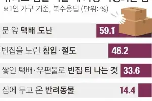 여름휴가 떠나는 1인가구 “택배 도난 가장 걱정돼”