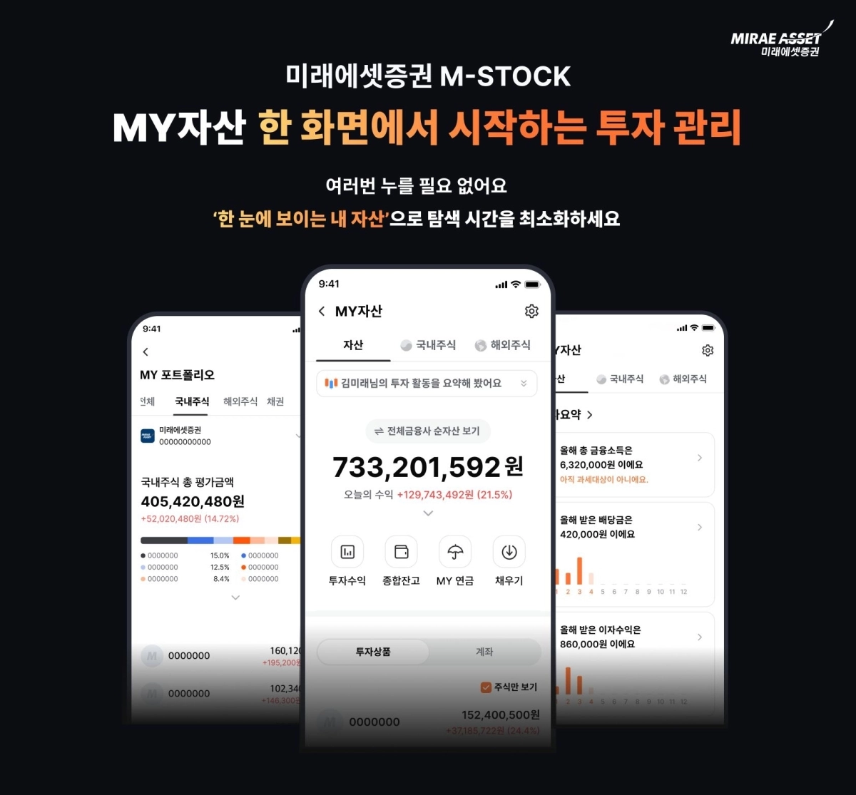 미래에셋증권 모바일트레이딩시스템 앱 ‘엠스탁’ 실행 화면. 미래에셋증권 제공