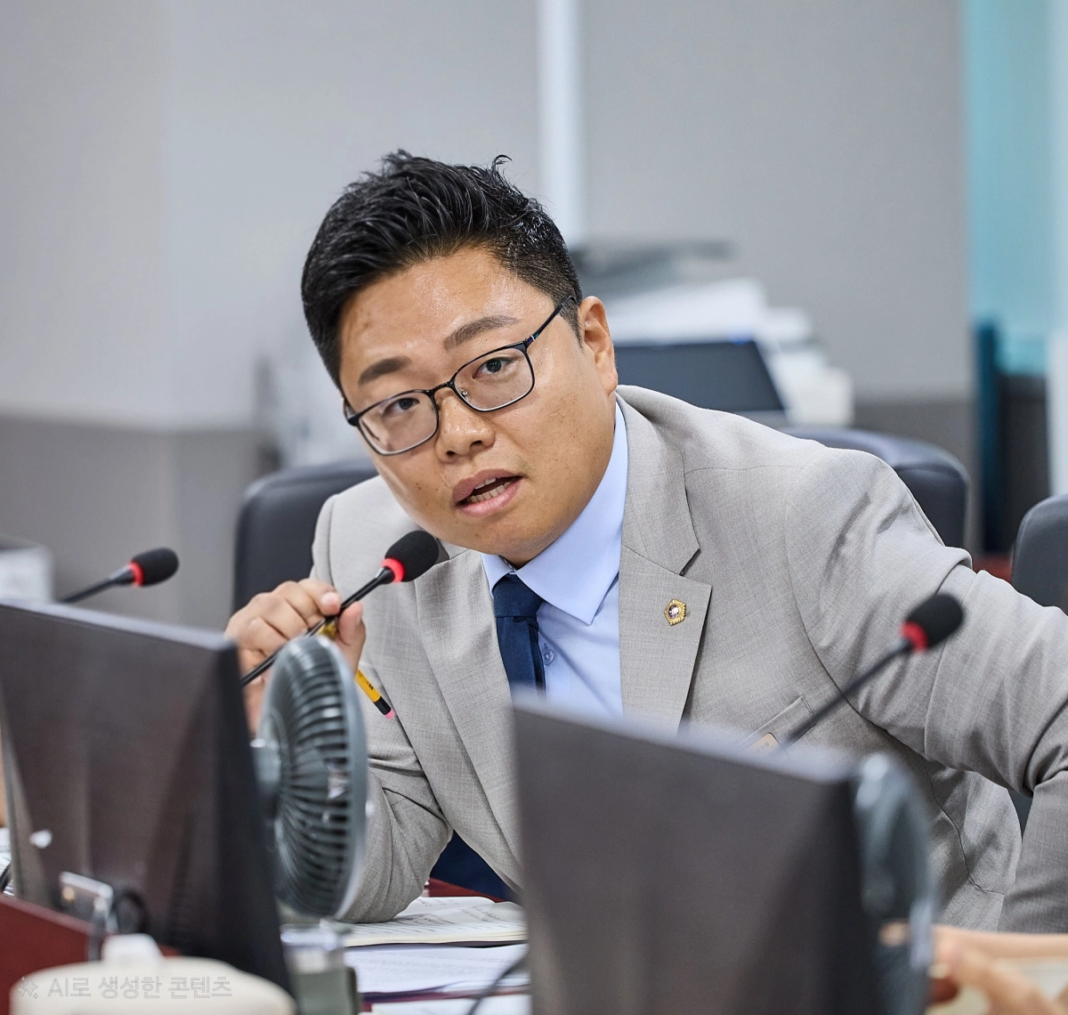 ▲20일 열린 경기도의회 경제노동위원회 업무보고에서 한영수 의원이 경제실을 상대로 질의를 진행하고 있다. (사진=경기도의회)