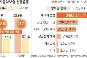침수·빗길 사고만 걱정했는데… 여름 車보험 출동 1위는 배터리