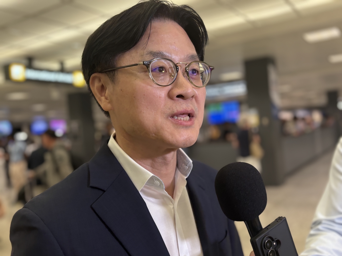 [포토]김정관 산업장관, 한미조선협력센터 개소식 참석 위해 방미