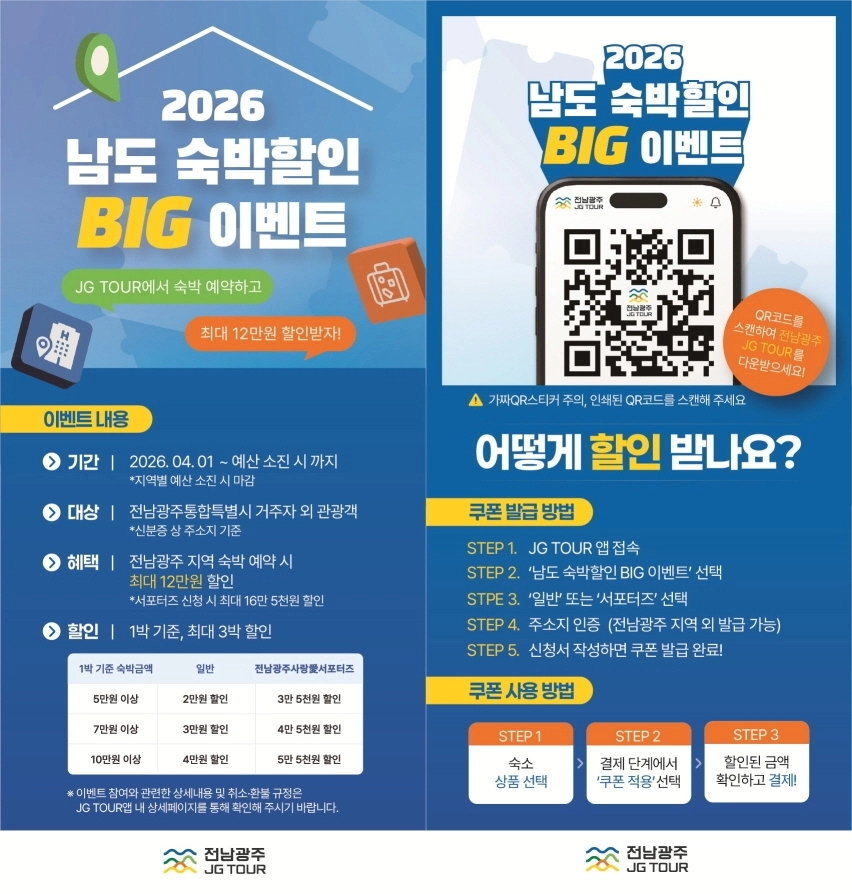 남도 숙박할인 빅 이벤트 안내 포스터.