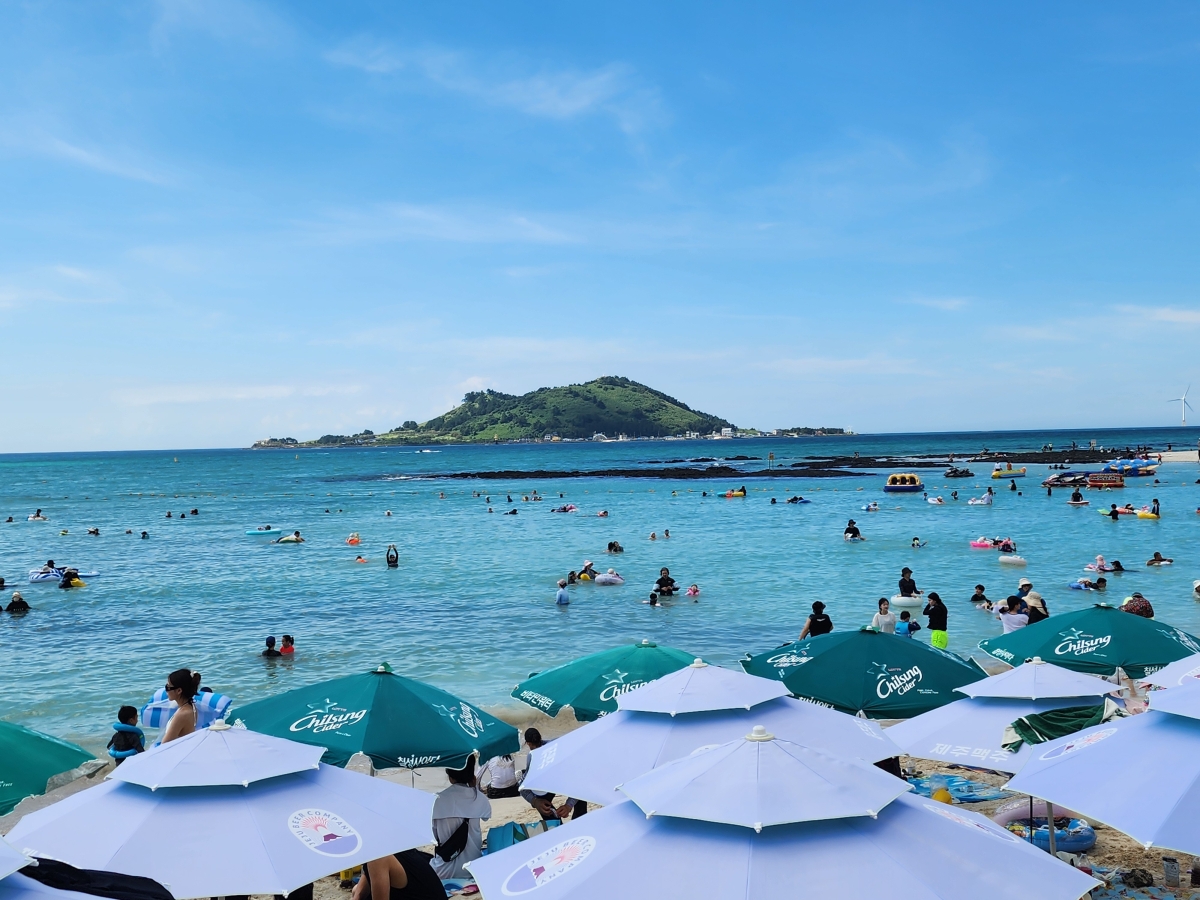 한림읍 금능해수욕장에서 해수욕하고 있는 관광객들 모습. 제주도 제공
