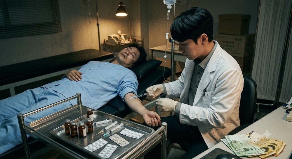 의사의 불법 마약 투약 범죄를 상상한 AI 응용 이미지. 2026. 7. 27. 서울신문
