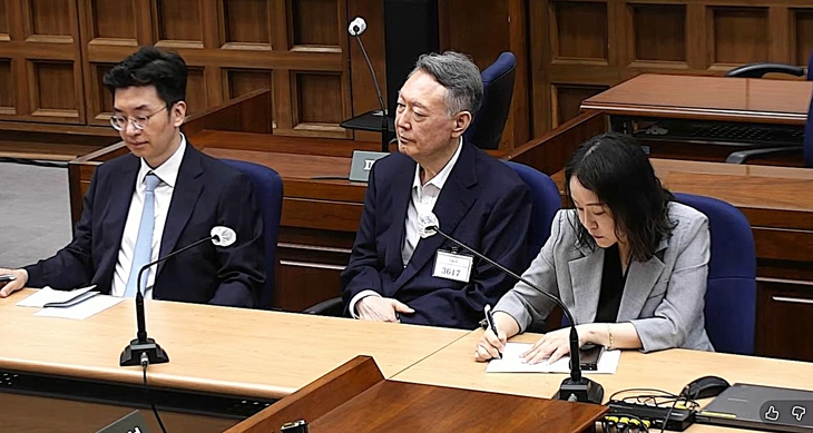27일 서울 서초구 서울중앙지방법원에서 윤석열 전 대통령의 공직선거법 위반 혐의 1심 선고가 진행되고 있다.  서울중앙지법 제공