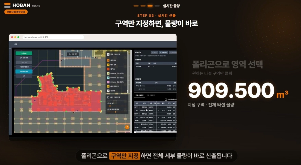 호반건설의 인공지능(AI) 기반 레미콘 자동 수량 산출 프로그램 화면. 호반그룹 제공