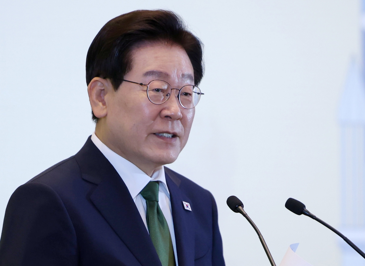 이재명 대통령이 28일(현지시간) 브라질 상파울루 한 호텔에서 열린 동포 오찬간담회에서 인사말을 하고 있다. 2026.7.29 상파울루 연합뉴스