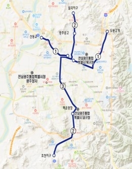 광주권역 제2차 간선급행버스체계(BRT) 종합계획도. 전남광주통합특별시 제공