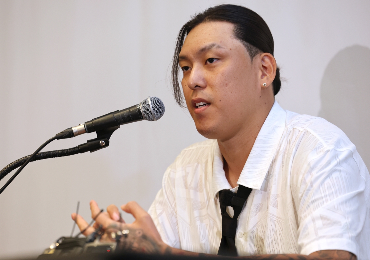 최준용이 29일 서울 영등포구 여의도 콘래드호텔에서 기자회견을 열고 미국 무대 도전과 관련해 입장을 밝히고 있다. 2026.7.29 연합뉴스
