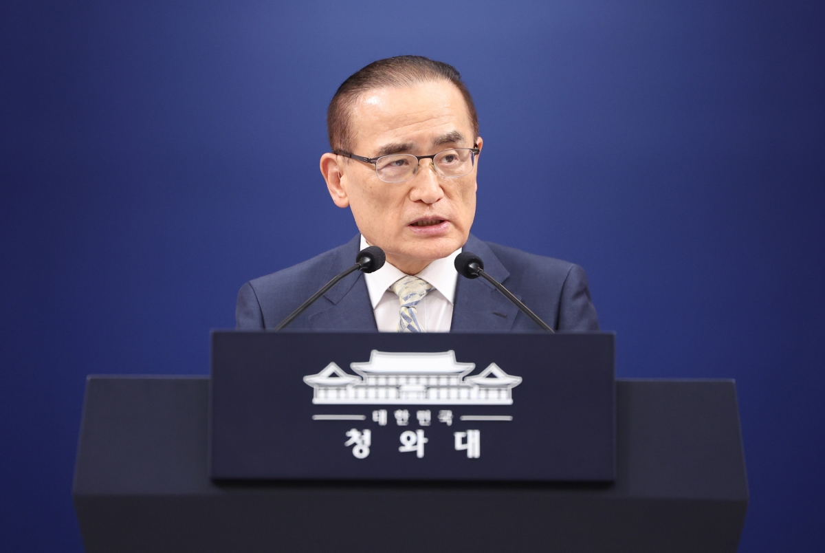7월 순방 관련 브리핑하는 위성락 국가안보실장