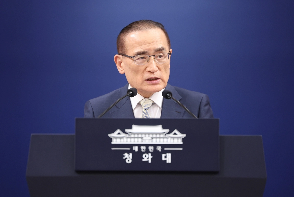 7월 순방 관련 브리핑하는 위성락 국가안보실장
