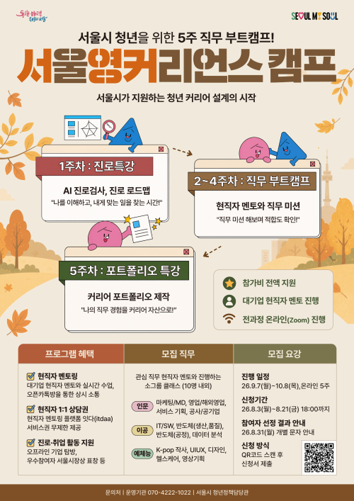 커리어 고민되는 청년 모여라…서울시 ‘서영커’ 캠프 가을학기 모집