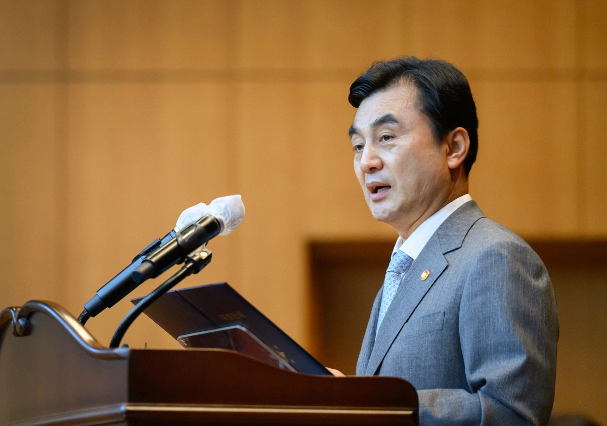 안규백 국방부 장관이 3일 경기 과천 본부에서 열린 국방방첩본부 창설 행사에서 훈시하고 있다. 2026.8.3 국방부 제공