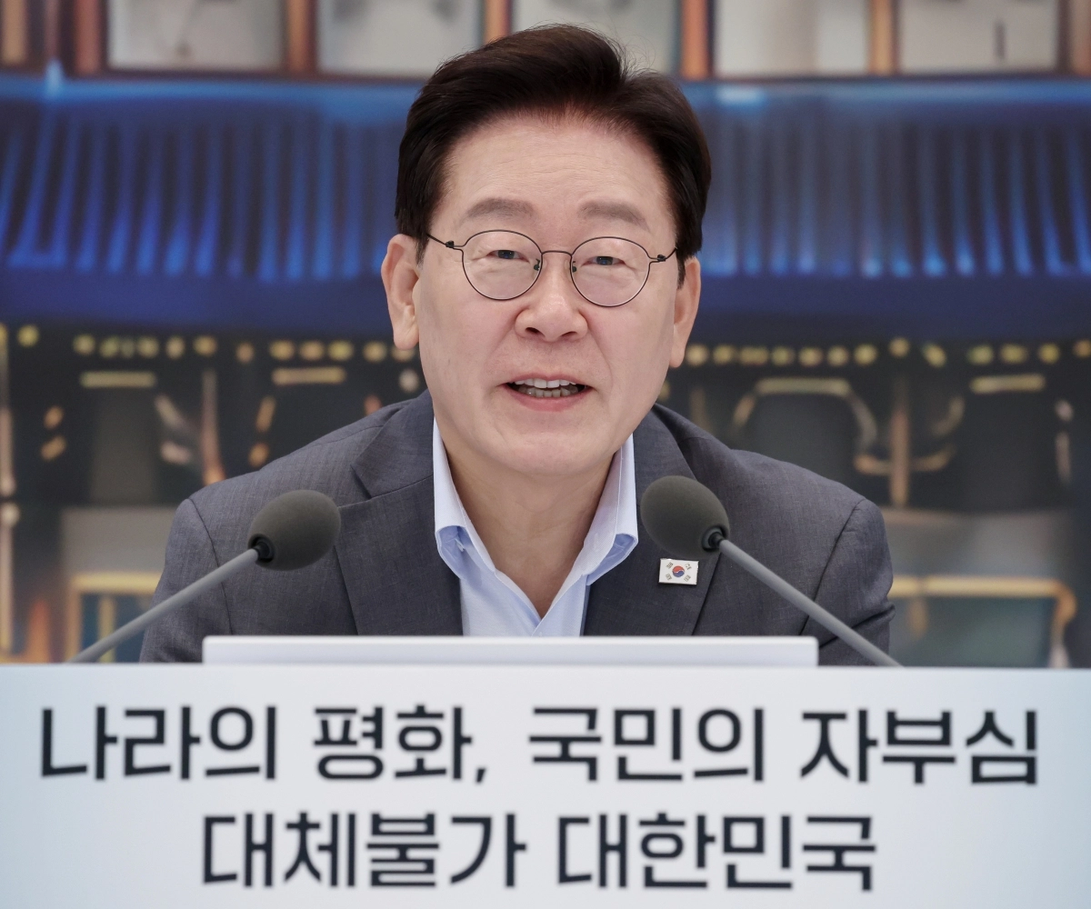 이재명 대통령이 5일 청와대 영빈관에서 열린 외교부·통일부·국방부·국가보훈부 등에 대한 부처 업무보고에서 발언하고 있다. 2026.8.5 연합뉴스