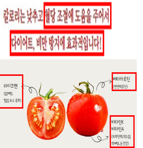 가공식품인 스테비아 토마토를 농산물로 혼동하게 하는 홍보 문구를 사용한 부당광고 업체들이 무더기로 적발됐다. 식약처