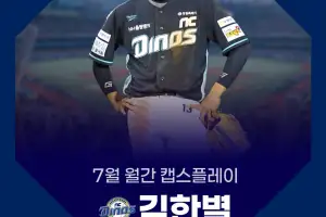 만루위기 막아낸 환상적 병살 플레이...NC 김한별 7월 캡스플레이 수상
