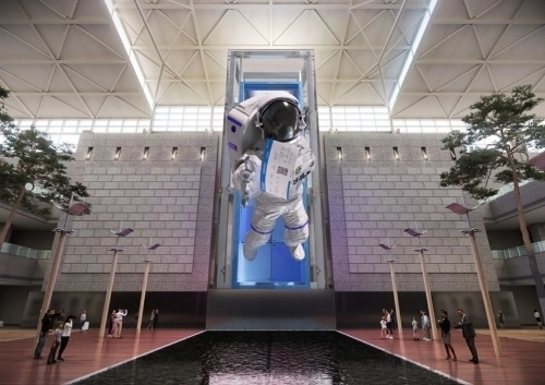 인천국제공항 제1여객터미널 미디어타워에서 상영 중인 ‘뜻밖의 우주인’의 한 장면(㈜이지위드 제공)