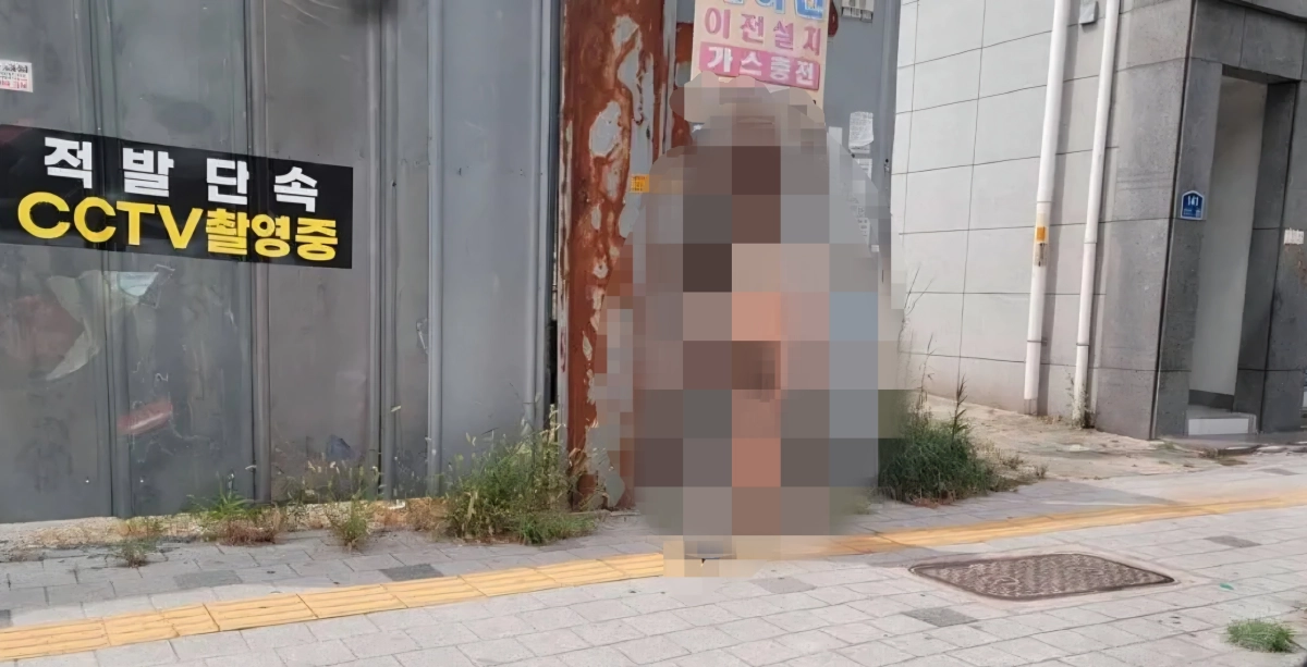 10일 오후 2시 20분쯤 대구 동구 신암동의 한 거리에서 A(50대)씨가 나체로 활보하고 있다. 온라인 커뮤니티