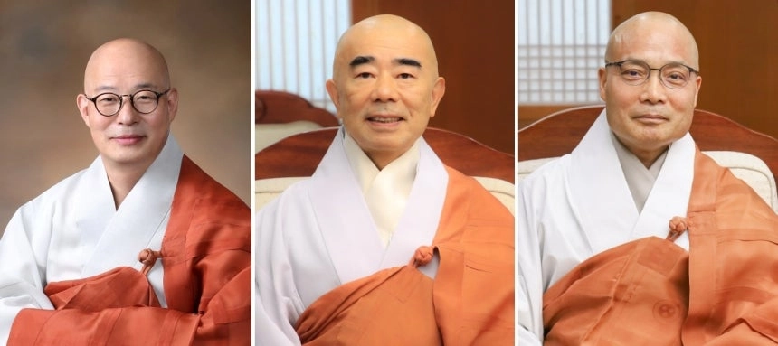 왼쪽부터 제38대 조계종 총무원장에 도전하는 진우스님, 정념스님, 경우스님. 연합뉴스