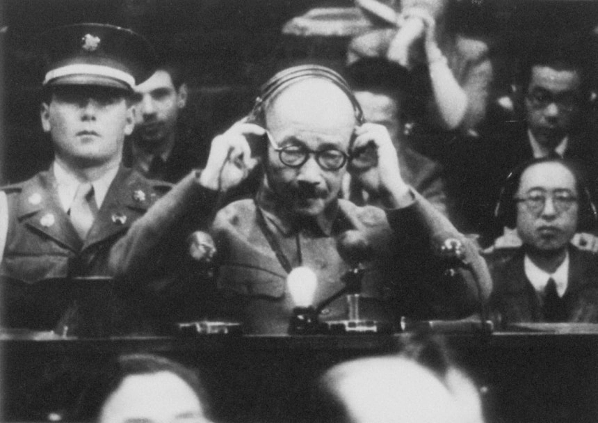 1948년 극동국제군사재판에 출석한 A급 전범 도조 히데키. 교도 연합뉴스