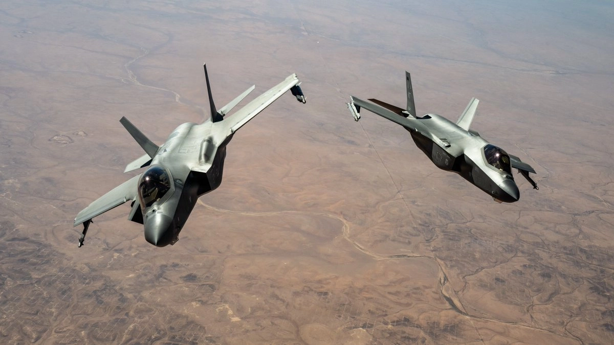 중동 상공을 비행 중인 미군 F-35A 스텔스 전투기. 엑스 캡처