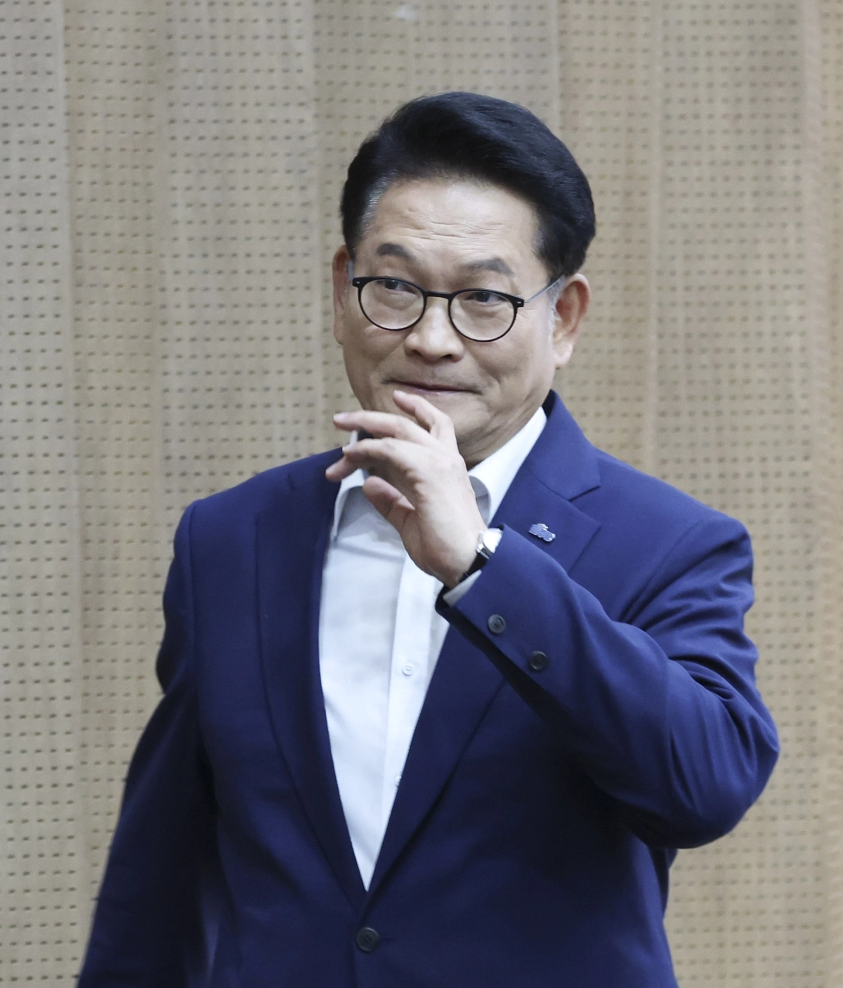 기자회견 마친 송영길 민주당 당대표 후보
