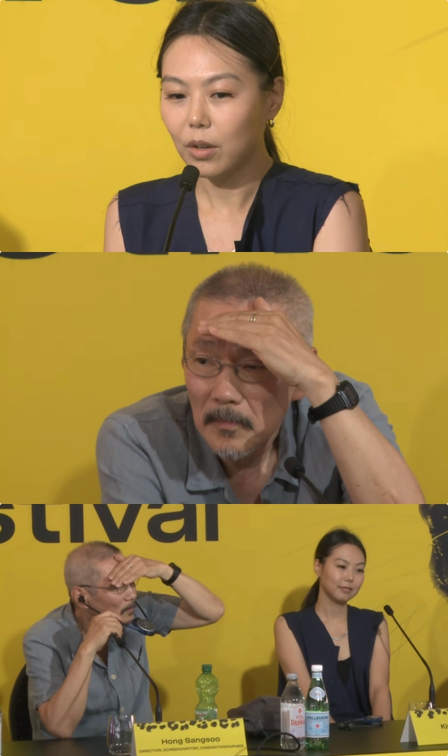 배우 김민희와 영화감독 홍상수가 아들 출산 이후 처음으로 공식석상에 나란히 모습을 드러냈다. 로카르노국제영화제 공식 유튜브 채널 캡처