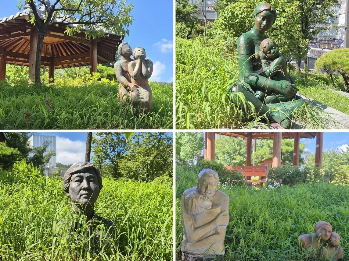 주영숙 조각가의 기증 작품이 설치된 서대문구 북아현동 복주산근린공원 모습. 서대문구 제공
