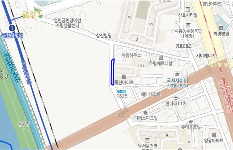 시흥목련아파트 앞 금하로3길 위치도. 서울시의회 제공