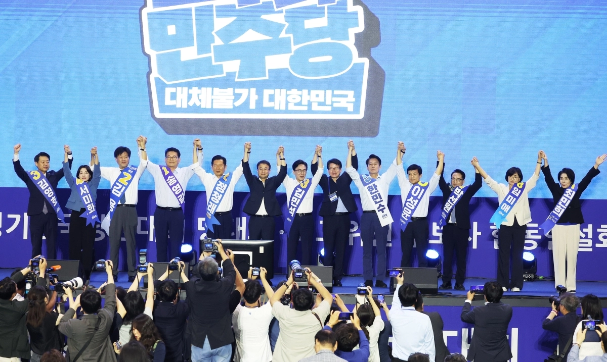 경기 합동연설회 나선 민주당 당권주자 3인