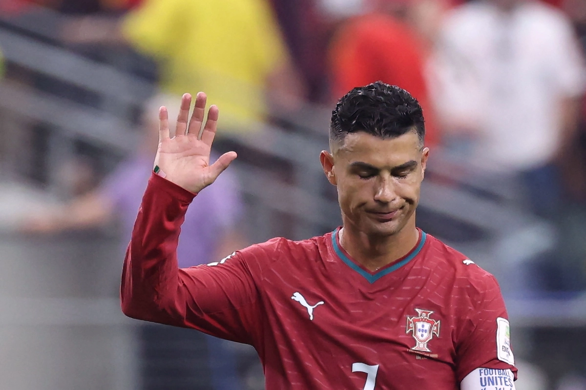 지난 7월 6일(현지시간) 미국 텍사스주 알링턴의 댈러스 스타디움에서 열린 2026 FIFA 북중미월드컵 16강 스페인전에서 패배한 후 포르투갈의 크리스티아누 호날두가 아쉬워하고 있다. 알리언 AFP 연합뉴스
