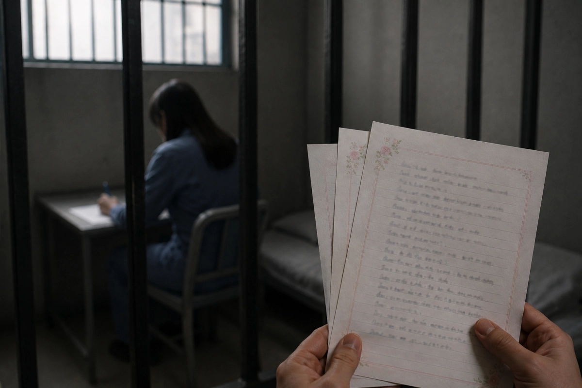 교도소, 펜팔, 수감자. 기사의 이해를 돕기 위해 생성한 인공지능 이미지