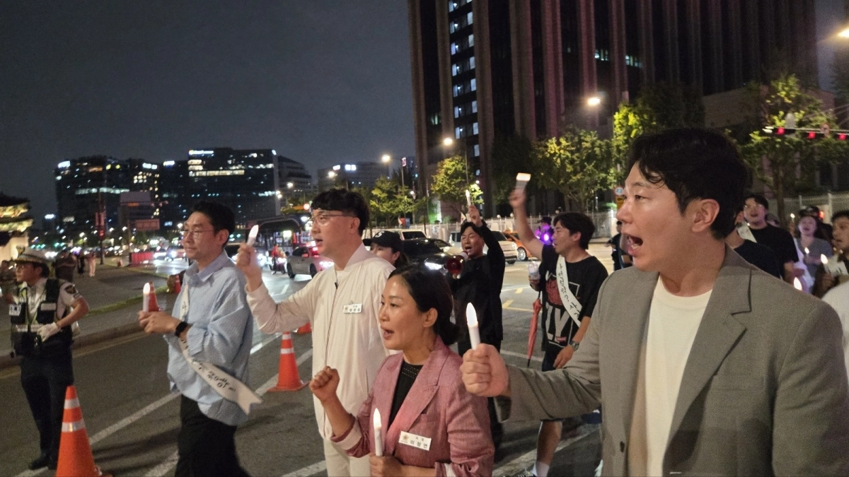 조창민‧이정연․정경섭 의원이 지난 15일 집회에 참석했다.