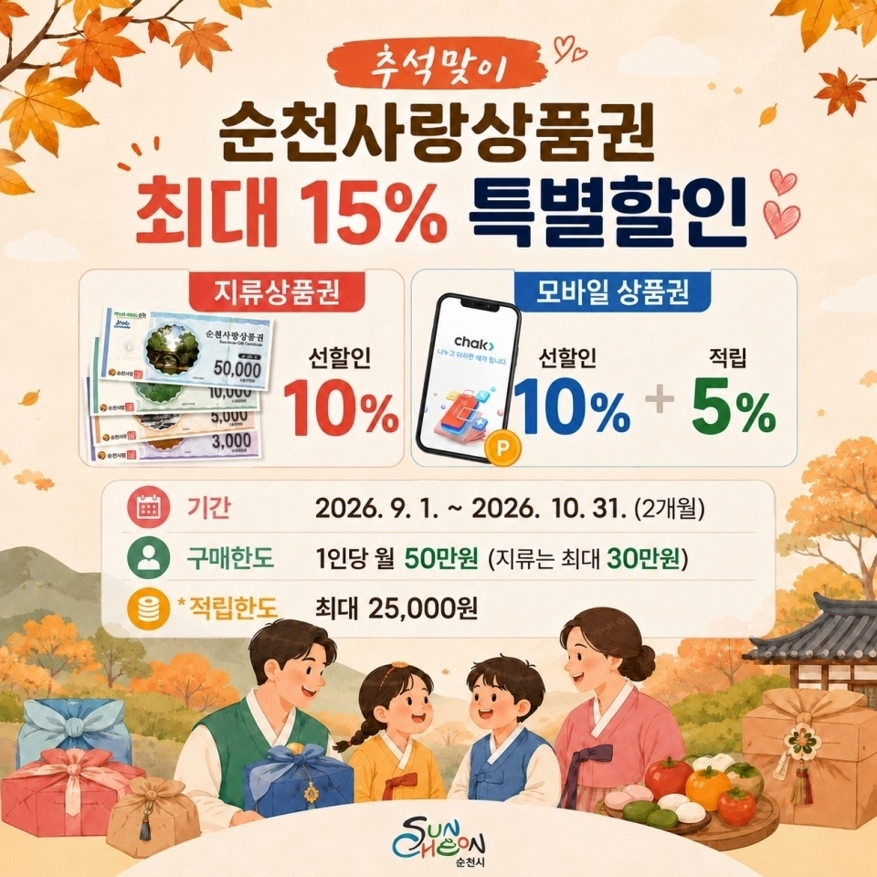 순천사랑상품권 추석 할인 안내문