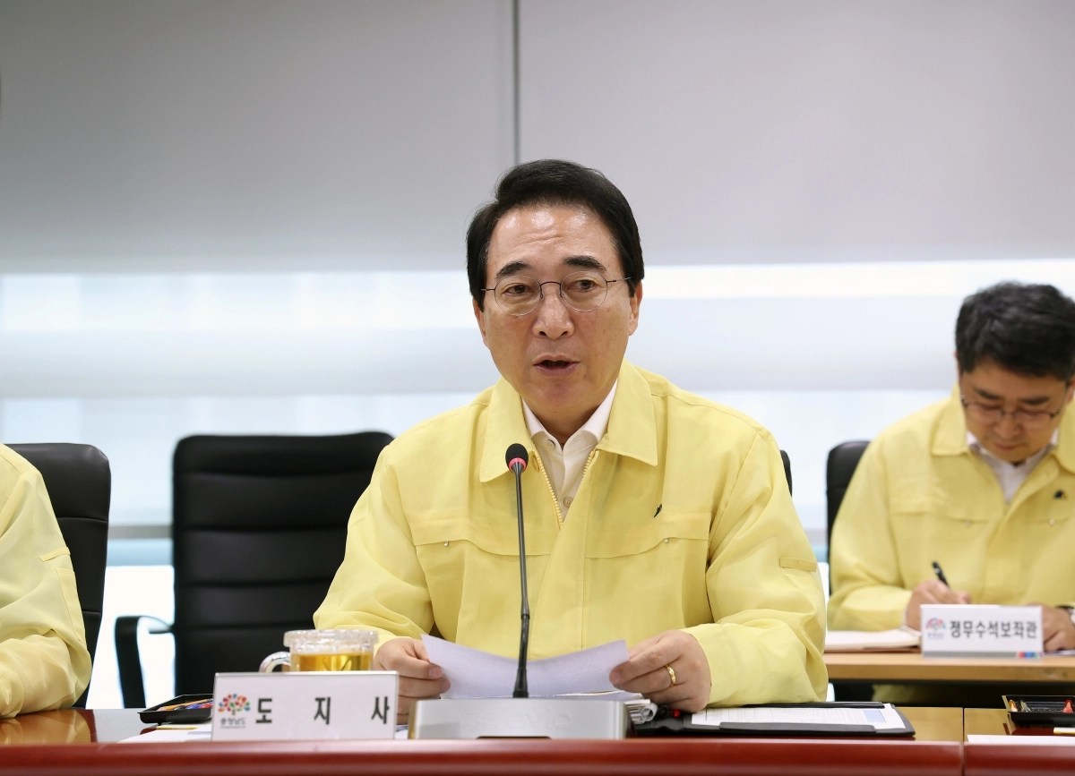 박수현 충남지사가 18일 오전 충남도청에서 열린 실국원장회의에서 발언하고 있다. 도 제공