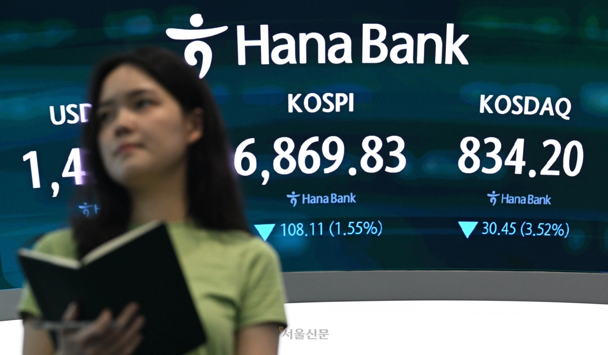 일본 국채금리 상승과 중국 경기불안의 영향으로 롤러코스터 증시가 이어진 18일 서울 중구 하나은행 본점 딜링룸 전관판에 지수가 표시되어 있다. 2026.8.18. 도준석 전문기자
